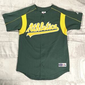 Oakland Athletics A’s Youth L MLB Majestic Authentic Jersey Made In USA Sewn VTG